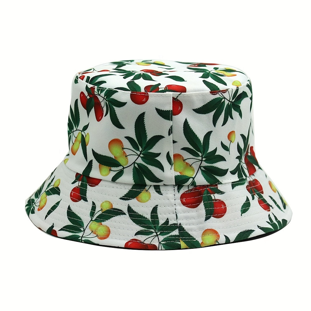 Fruit Pattern Print Bucket Hat Outdoor Sun Hat For Men And Women