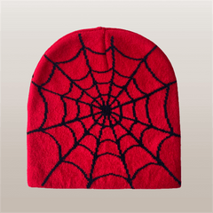 Y2K Spider Web Jacquard Beanie Gothic Skull Cap