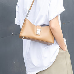 Vintage Split Crossbody Shoulder Bag Beige Tan Pink Finish