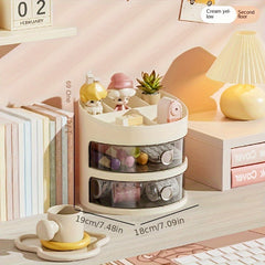 Rotating Stationery Storage Cabinet Lipstick Storage Rack Dustproof Cosmetic Sto