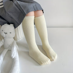 Girls Kids Cotton Knee High Socks Straight Board Stockings - Four Seasons