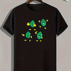 Cartoon Leaf Pattern Print Men's Sports T-shirt