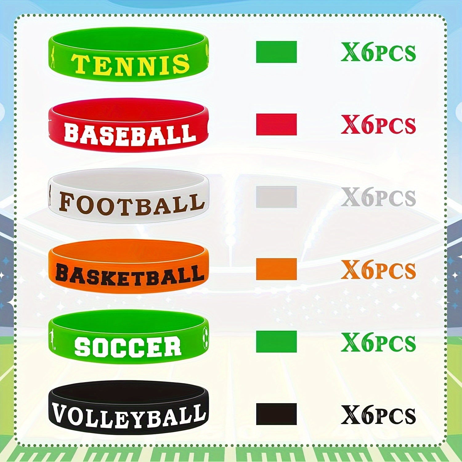 36 Pcs Football Silicone Bracelets Women Motivational Stretch