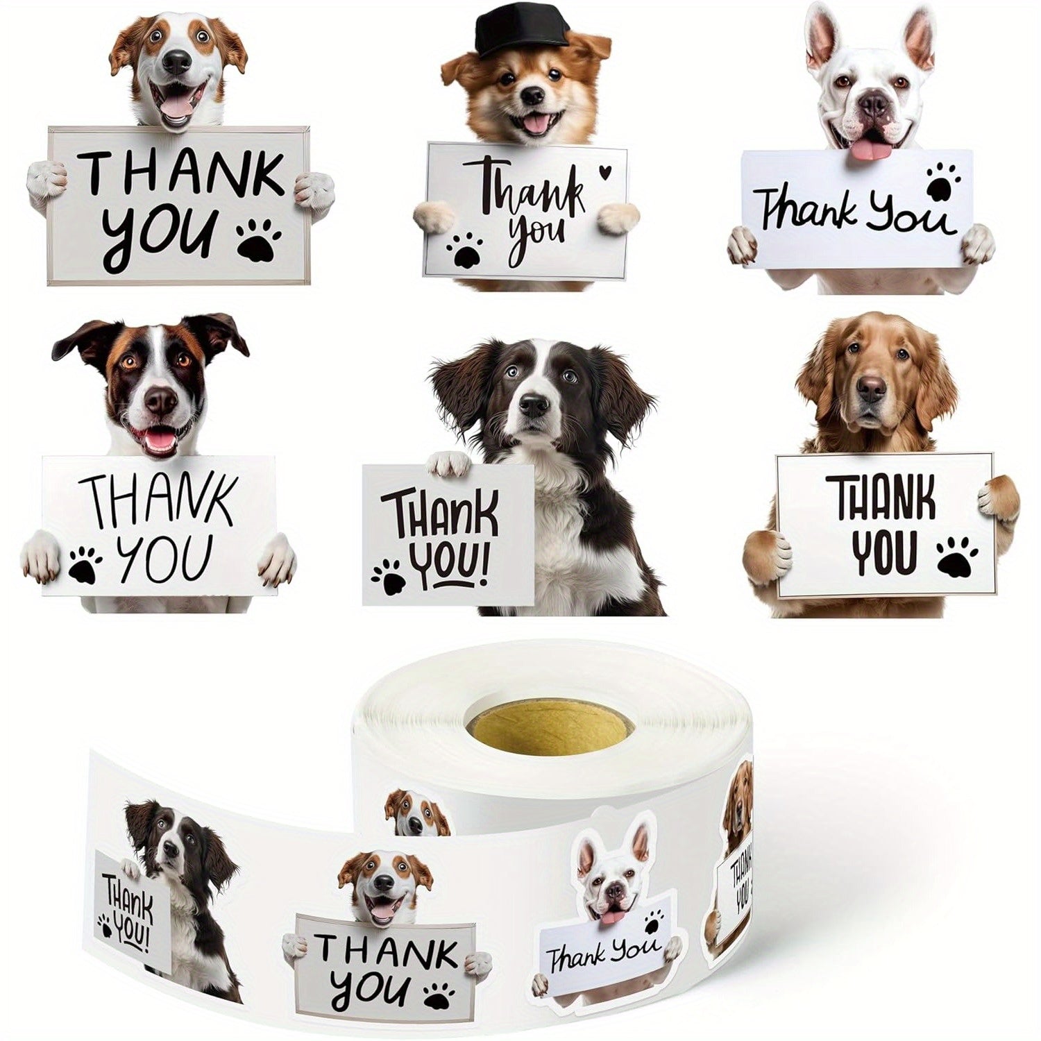 200pc Dog Thank You Stickers Adorable Puppy Labels for Small Business Packaging
