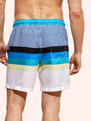 Striped Pattern Men's Swim Trunks Quick Dry Beach Shorts Swimwear