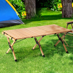 Portable Folding Wood Table Widened Solid Wood Tabletop Lightweight
