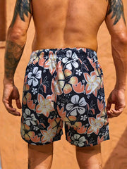 Men s Casual Booming Flowers Graphic Print Beach Shorts