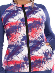 Tie Dye Zip Up Sports Top with Pockets