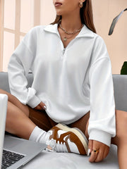 Solid Quarter Zip Sweatshirt Casual Long Sleeve Sweatshirt for Women