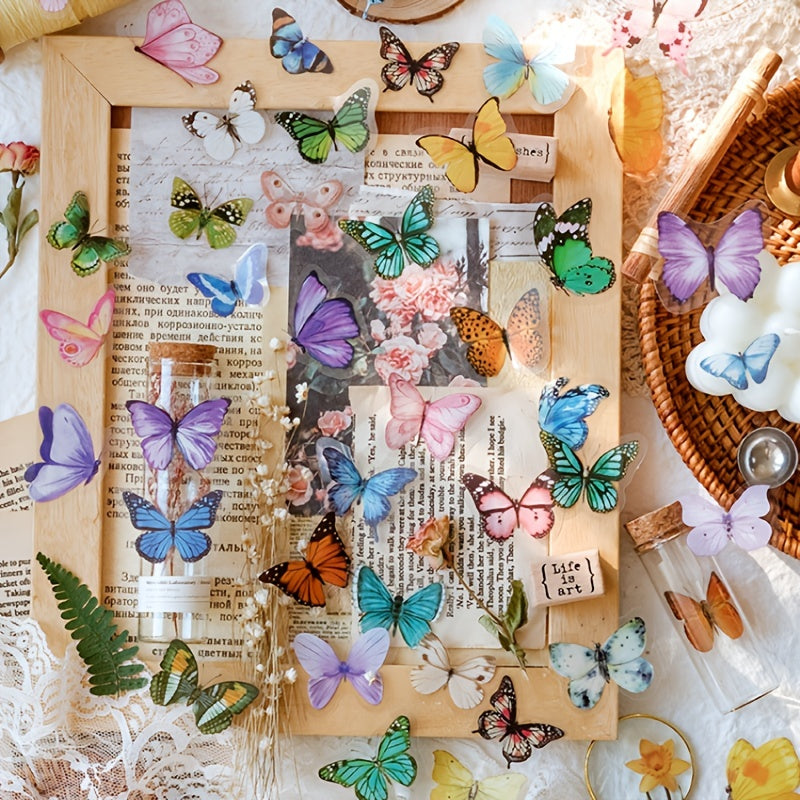 40pcs Butterfly Pocket DIY Decorative Sticker Pack Butterfly Nature Series