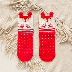 4 Pairs Christmas Print Socks Women's Stockings & Hosiery
