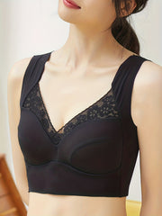 Wireless Lace & Mesh Push Up Bra - Comfy & Breathable