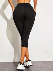 Women's Cropped Leggings High Waist Yoga Sports Fitness With Pocket