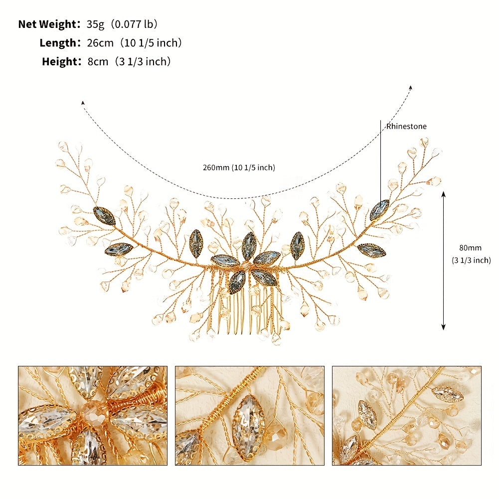 Rhinestone Decor Hair Comb Baroque Style Bridal Wedding Headwear