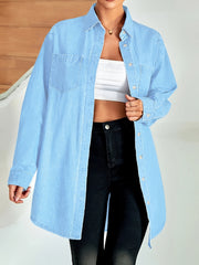 Denim Shirt with Pockets Loose Fit Button Lapel Women's Denim