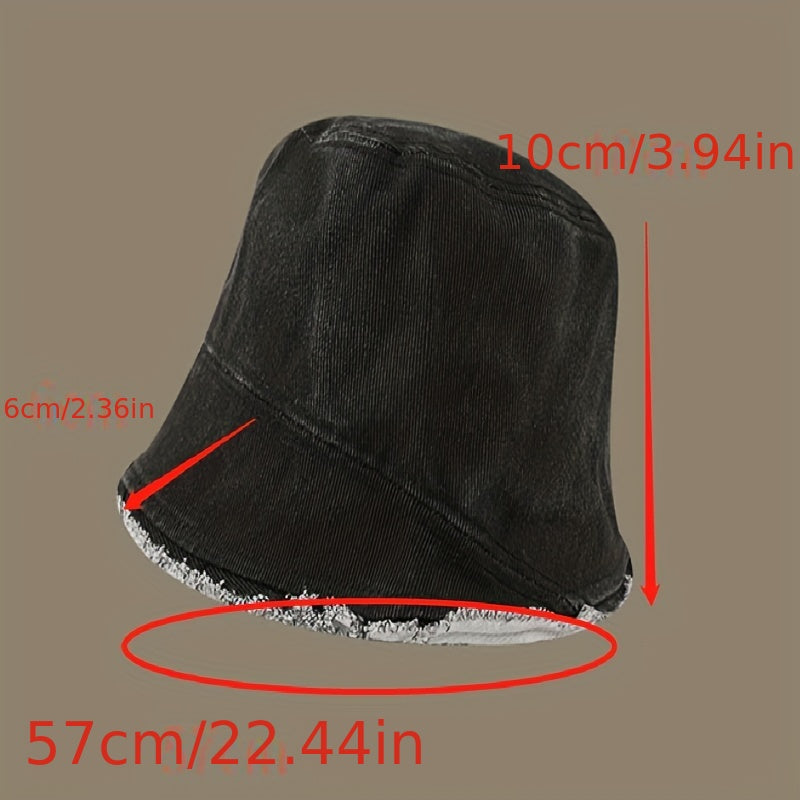 Vintage Solid Denim Bucket Hat