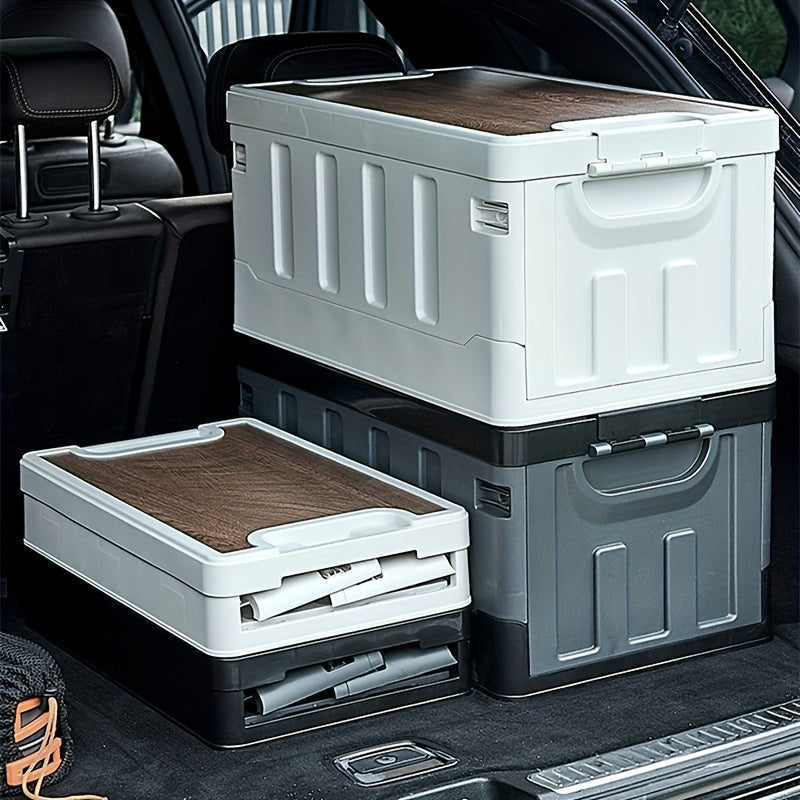 Collapsible Storage Box With Wooden Lid Large Capacity