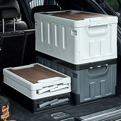 Collapsible Storage Box With Wooden Lid Large Capacity