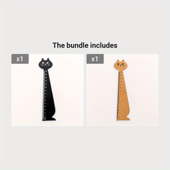 Cartoon Cat Drawing Ruler Wood Vintage Stationery Halloween Gift