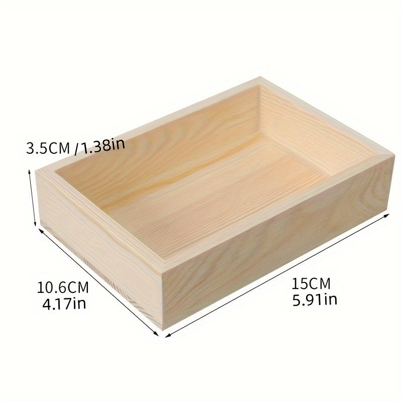 Small Wooden Tray Unfinished Storage Box Craft DIY Birthday Party Gift