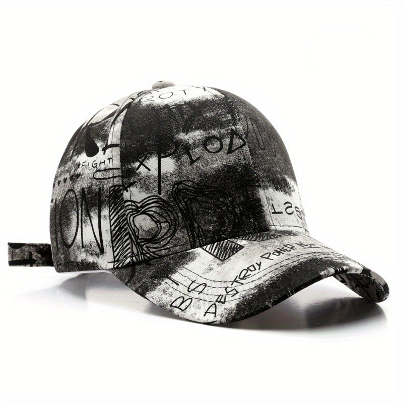 Graffiti Retro Cotton Letter Duck Tongue Cap Outdoor Sun Hat