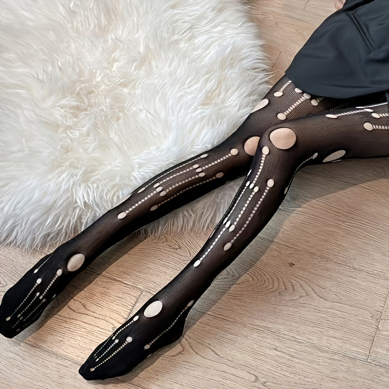 Hollow Out Semi Sheer Fishnet Tights Anti Hook Stockings