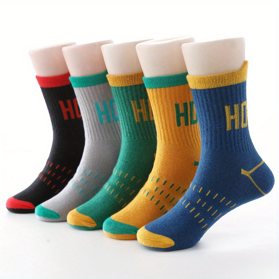 5pairs Boys Kids Letters Print Socks Casual Sports Socks