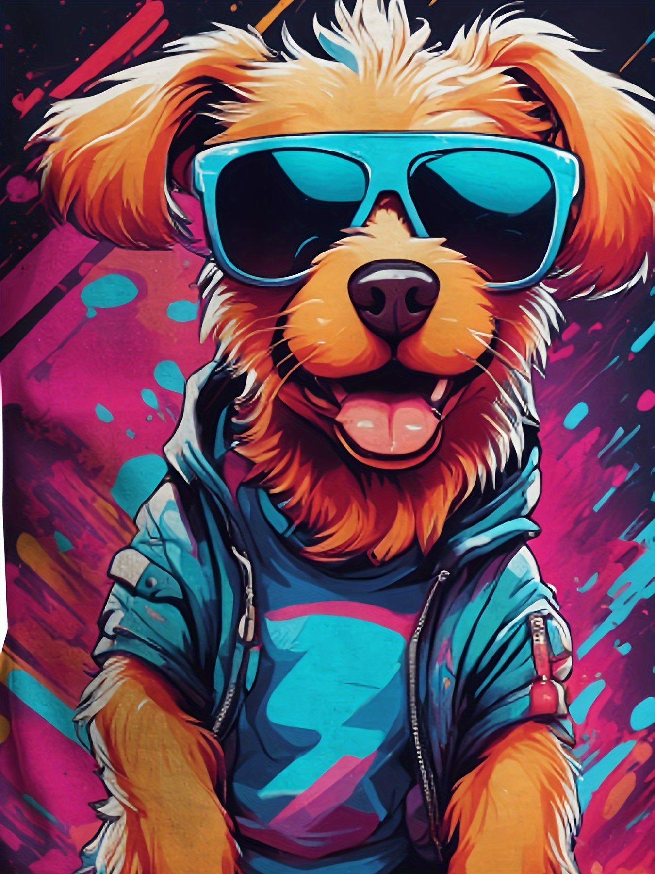 Cartoon Dog Print Boy's Casual Tees Short Sleeve Crew Neck T shirt