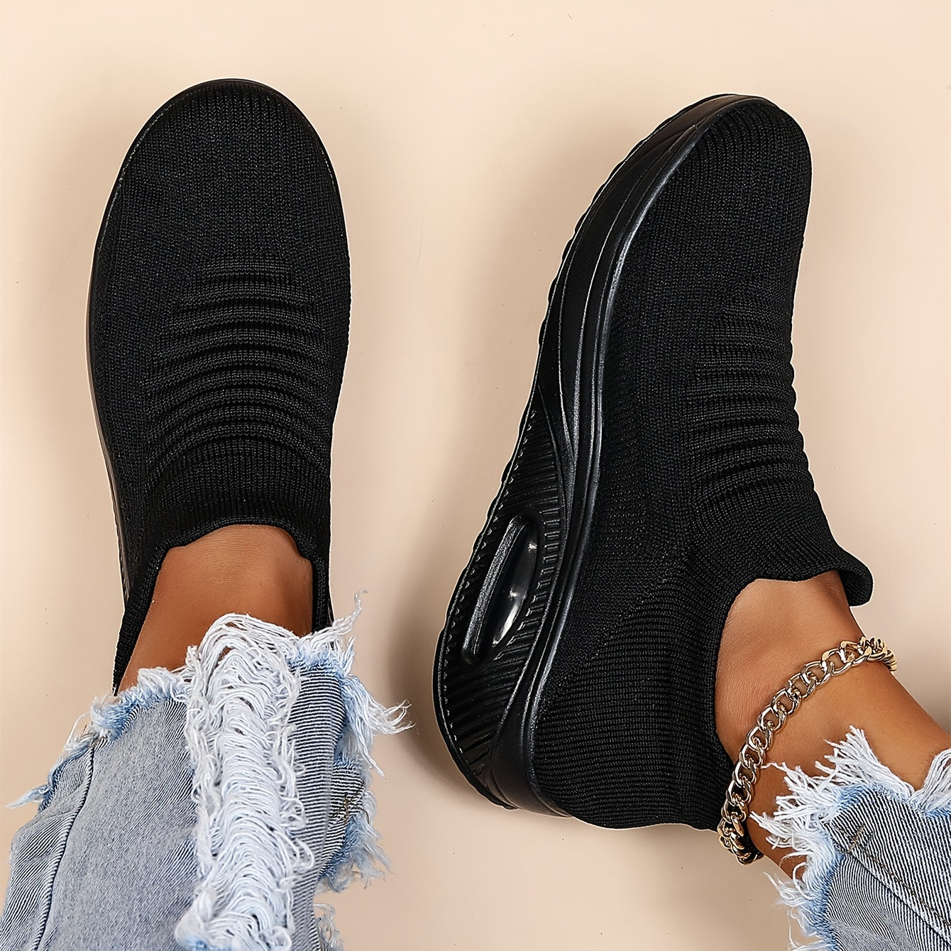 Women's Breathable Knit Slip-On Sneakers Lightweight Shoes