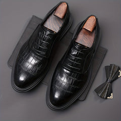 Men's Textured Oxford Shoes Lace up Front Dress Shoes For Men Business Formal
