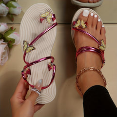Women's Butterfly Flat Sandals Stylish Slip On Summer Shoes