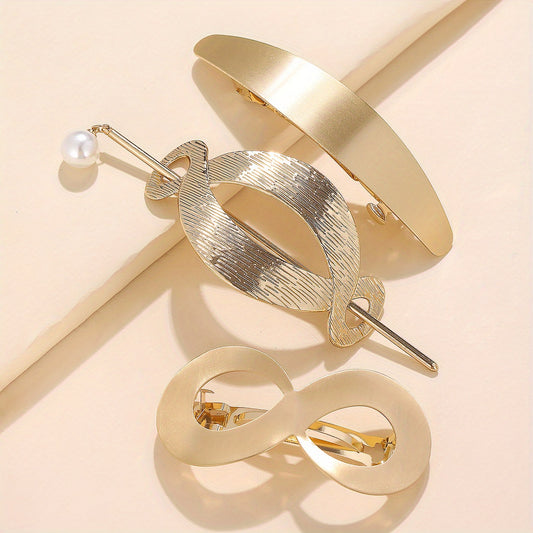 Vintage French Hair Clips Metal Stick Ponytail Holders Barrettes for Women Girls