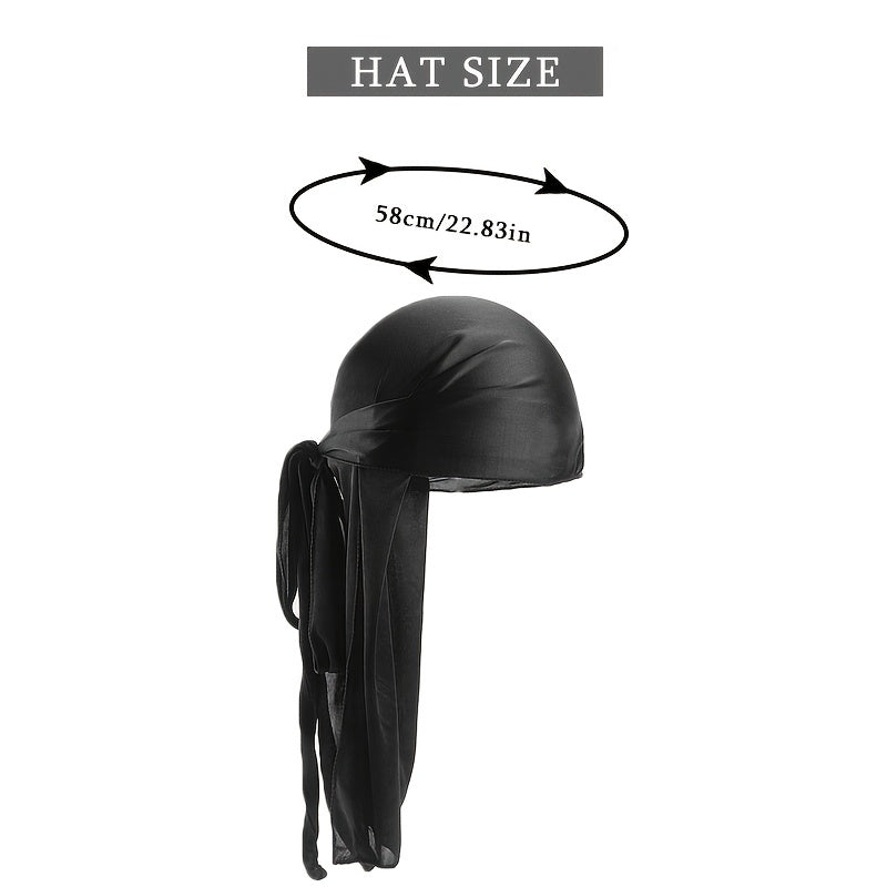 Silky Durag For Women Men Bandana Long tailed Hip hop Pirate Hat