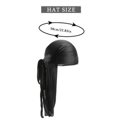 Silky Durag For Women Men Bandana Long tailed Hip hop Pirate Hat