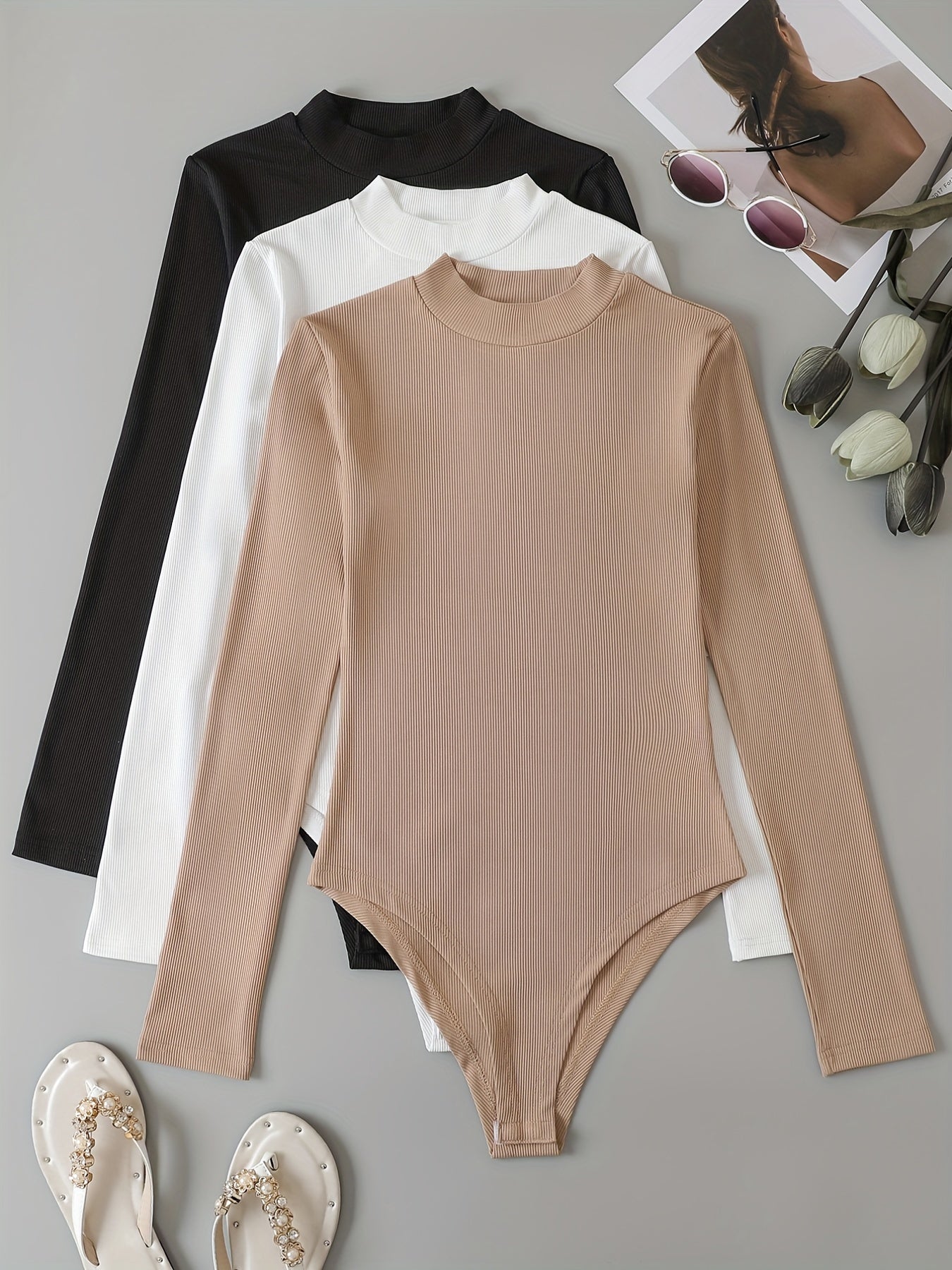 3 Pack Casual Crew Neck Bodysuits