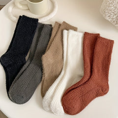 5 Pairs Warm Fuzzy Mid Tube Socks Women's Stockings
