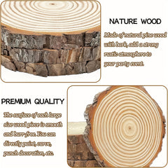 2pcs Large Unfinished Wood Slices - 16-17.78cm Round Circles with Tree Bark