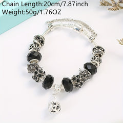 King Queen Princess Crown Charm Bangle Jewelry Snake Chain Beaded Bangles
