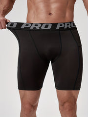 Men's Quick Dry Shorts With Side Pockets Elastic Waist Compression Shorts