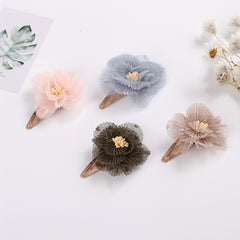 2pcs Mesh Flowers Hair Clips Head Jewelry for Girls