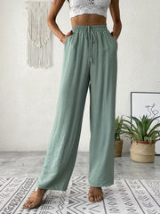 Drawstring Waist Straight Leg Pants Casual Every Pants Women's Clothing