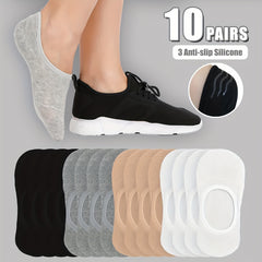 10 Pairs Men's Solid Liner Anklets Socks - Soft, Breathable, Sweat Absorbent
