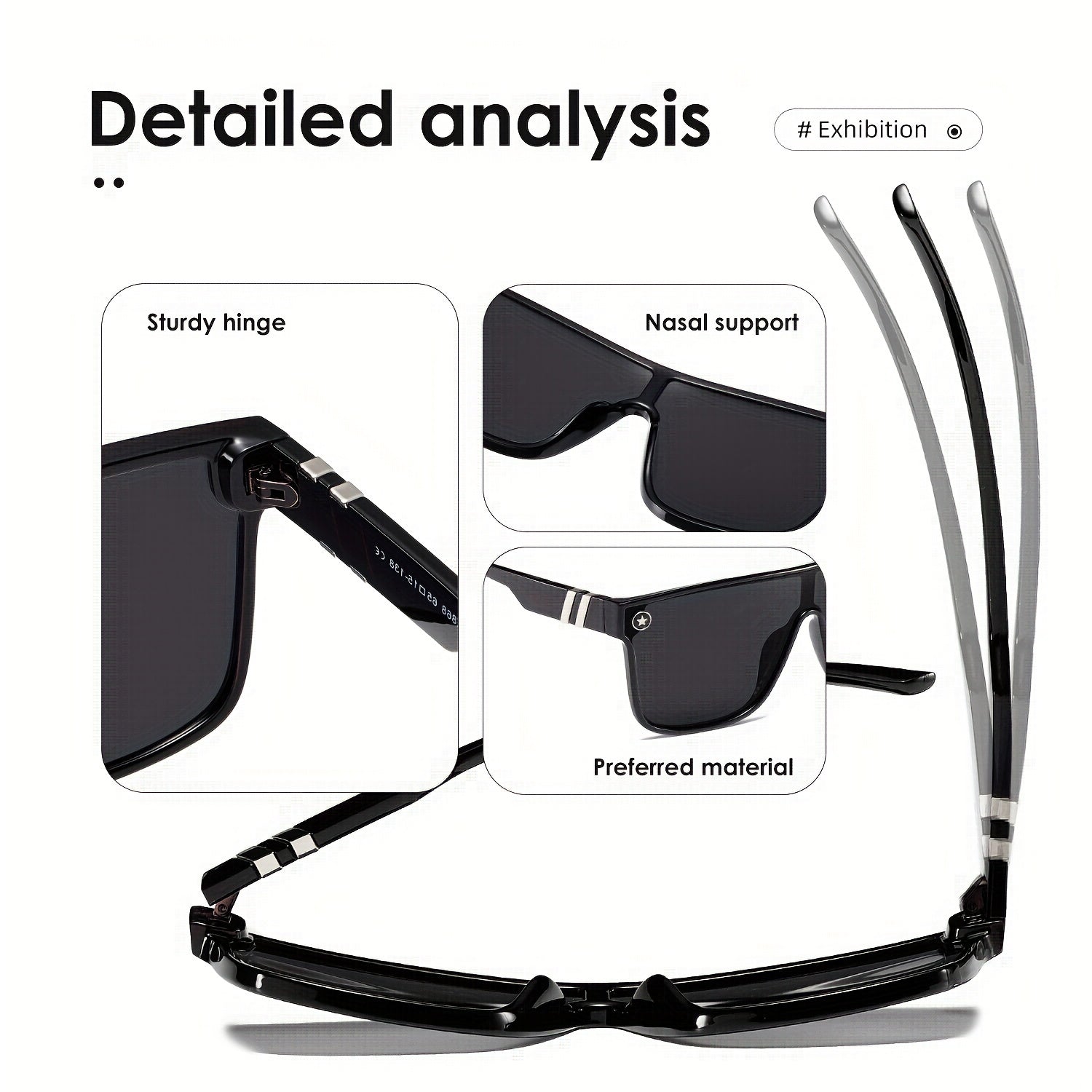Men's Square Frame Polarized Sunglasses UV Protection
