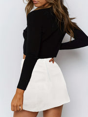 Solid Split Mini Skirt Sexy Skirt For Spring & Summer Women's Clothing