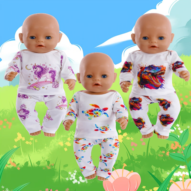 2pcs Unicorn Dinosaur Doll Clothes for 43 and 17 18inch Reborn Dolls