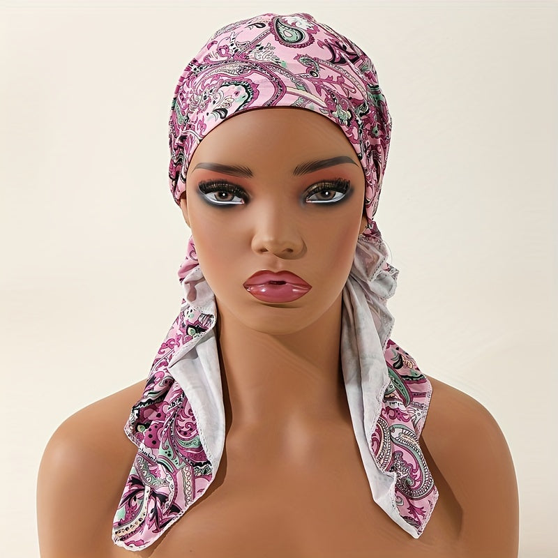 Boho Paisley Print Turban Cap Head Scarf Vintage Elastic Headwraps