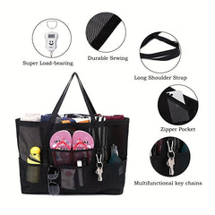 Beach Mesh Bag Portable Toiletry Travel Bag Family Camping