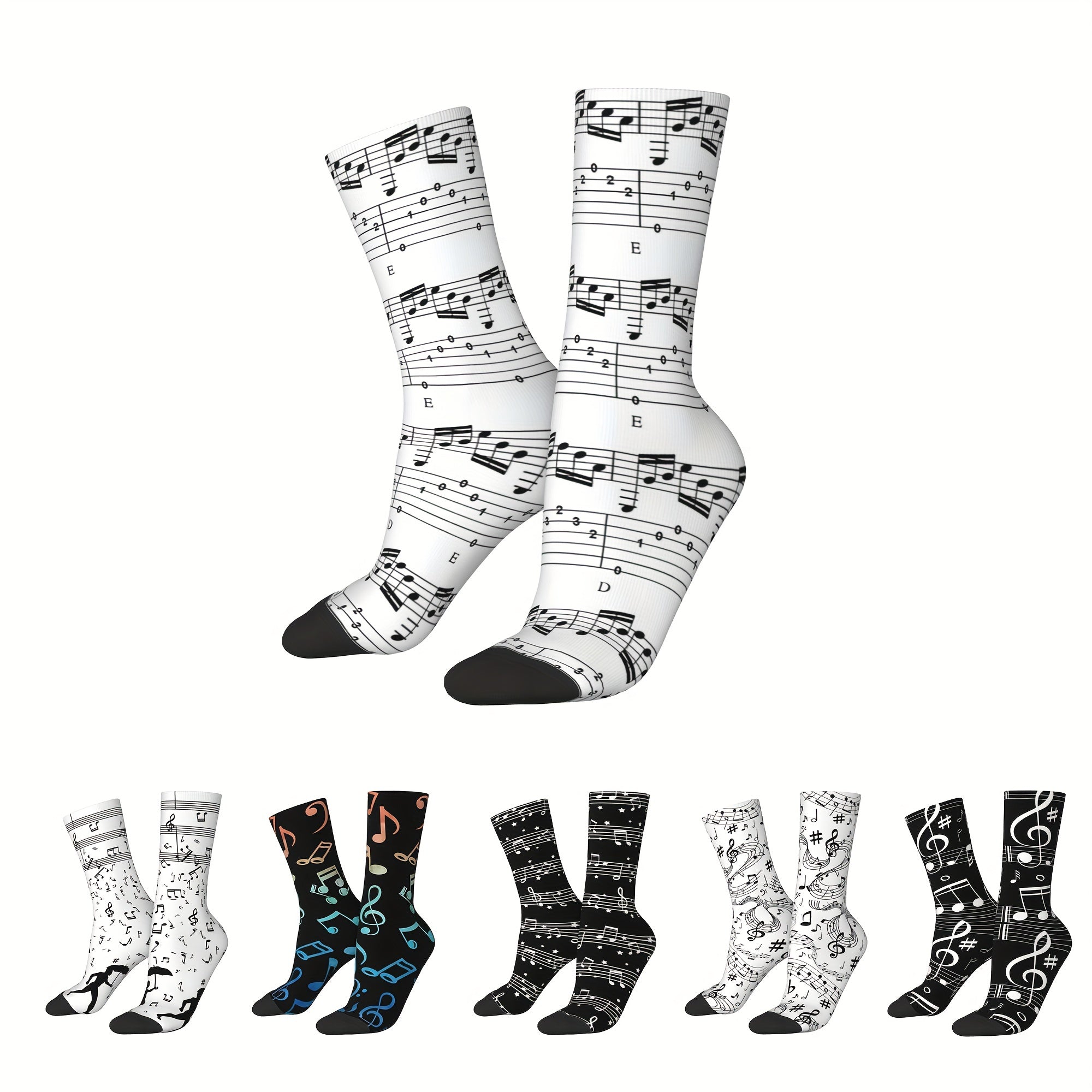 Music Notes Vintage Socks Street Novelty Crew Socks Hip Hop Socks