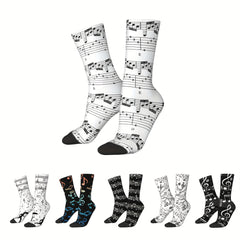 Music Notes Vintage Socks Street Novelty Crew Socks Hip Hop Socks