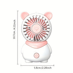 Cartoon Pig Handheld Fan USB Charging Strap Portable Pocket Mini Fan